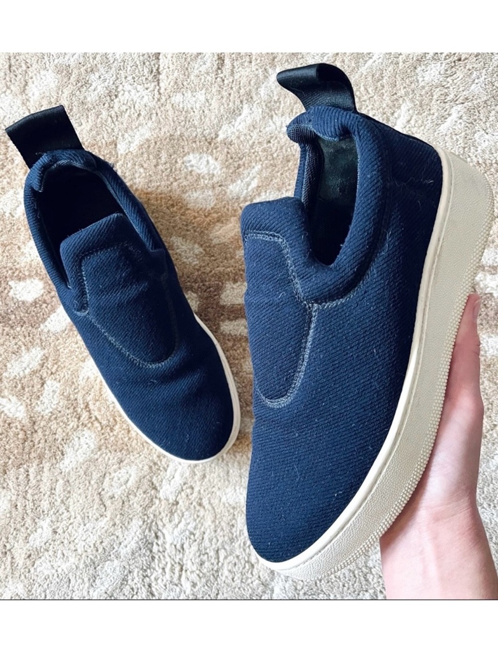 Céline Pull On Sneakers In Navy Jacquard Size 37.